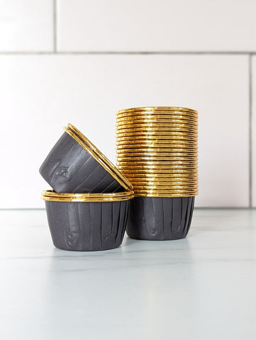 Black and Gold Metallic Baking Cups