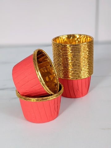 Red and Gold Metallic Baking Cups