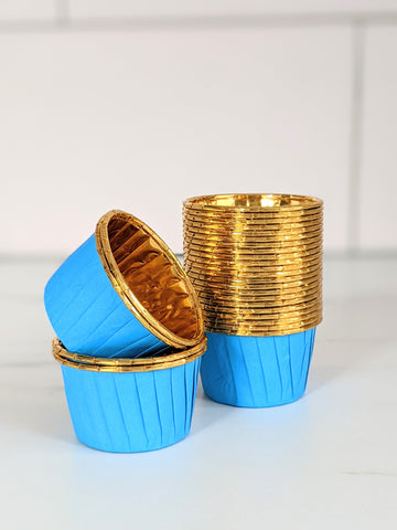 Blue and Gold Metallic Baking Cups