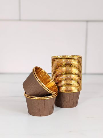 Brown and Gold Metallic Baking Cups