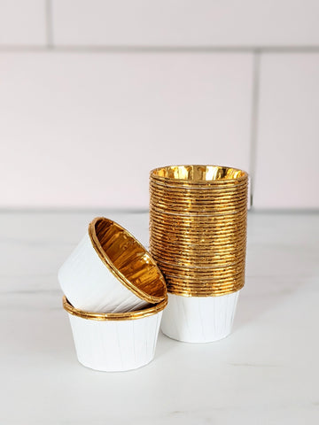 White and Gold Metallic Baking Cups