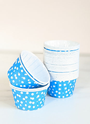 Blue and White Polkadot Baking Cups
