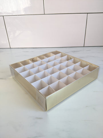 Gold Luxury Clear Lid Box (24cm x 24cm x 5cm) with Inserts