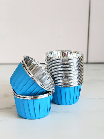 Blue and Silver Chrome Metallic Baking Cups