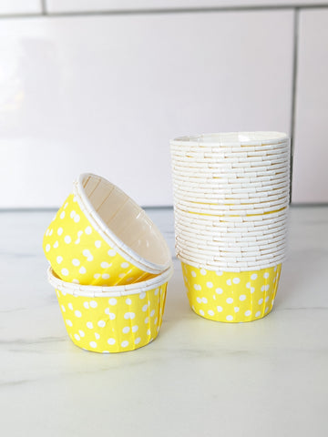 Yellow and White Polkadot Baking Cups