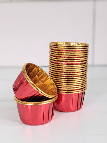 Ruby Red and Gold Metallic Baking Cups
