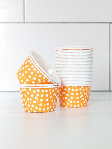 Orange and White Polkadot Baking Cups