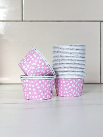 Lilac and White Polkadot Baking Cups