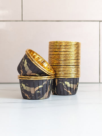 Portoro and Gold Metallic Baking Cups