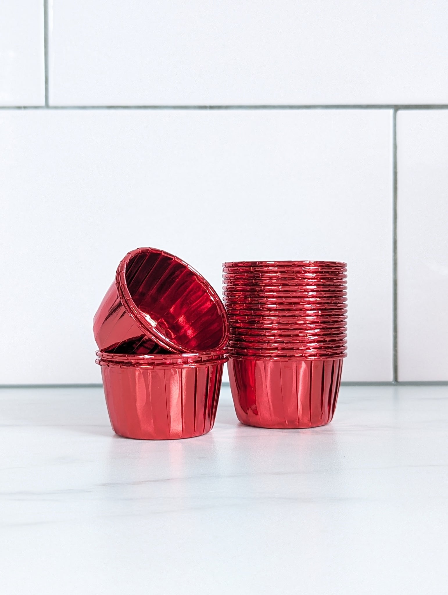 Ruby Red Metallic Baking Cups