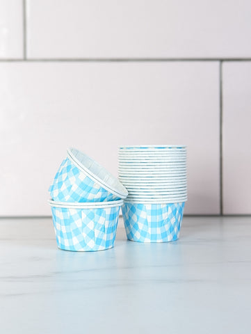 Baby Blue Gingham Baking Cups