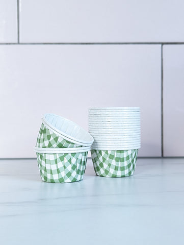 Green Gingham Baking Cups