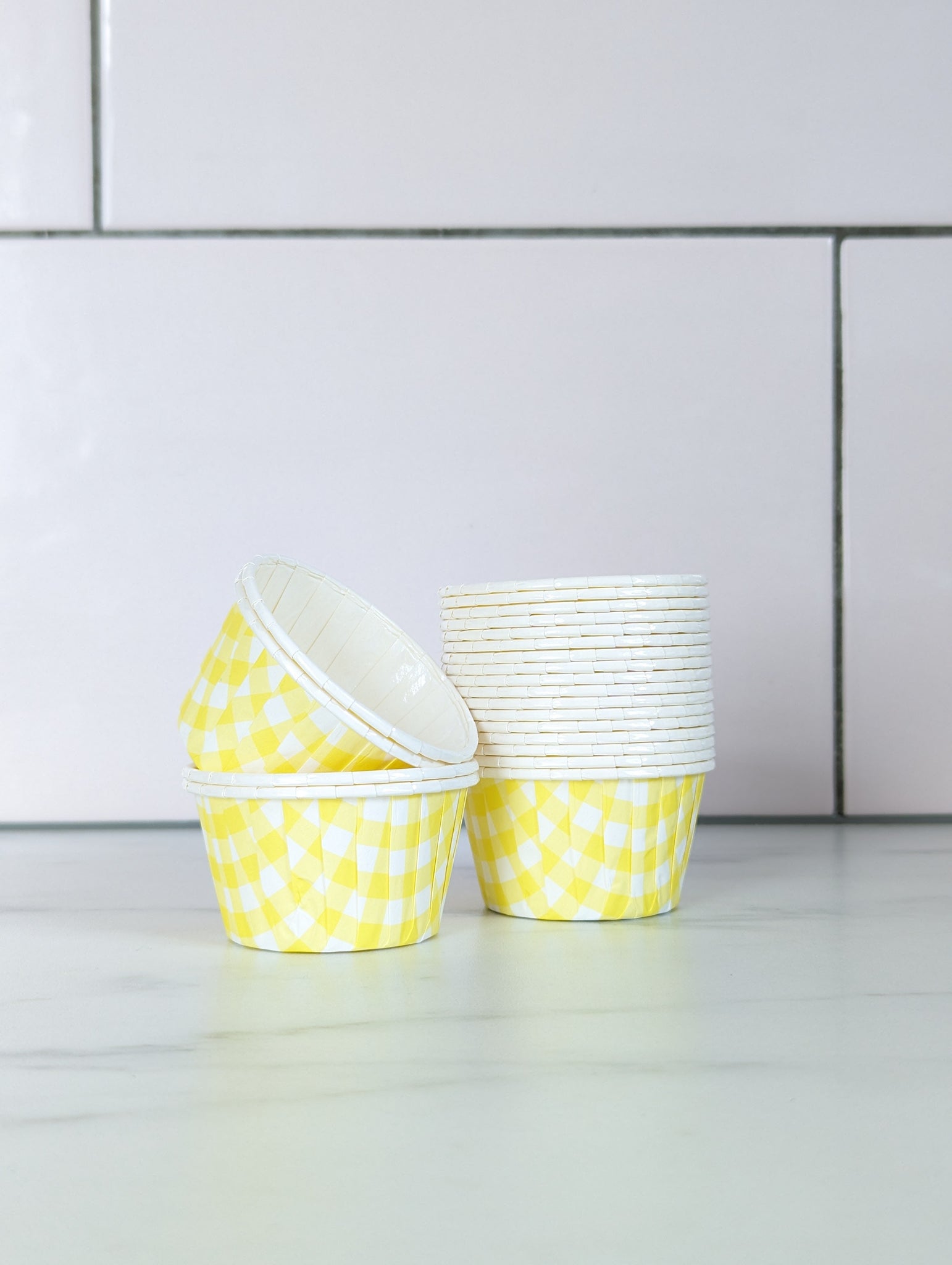 Yellow Gingham Baking Cups