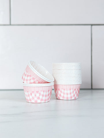 Pink Gingham Baking Cups