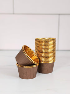 Brown and Gold Metallic Baking Cups