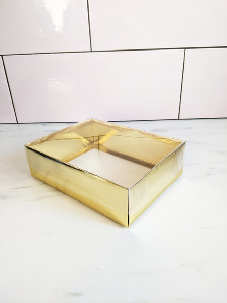 Gold Luxury Clear Lid Box (24cm x 18cm x 7cm)