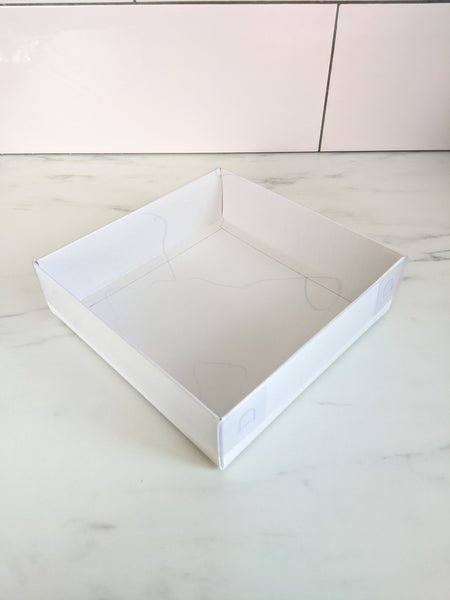 Gloss White Luxury Clear Lid Box (24cm x 24cm x 7cm)