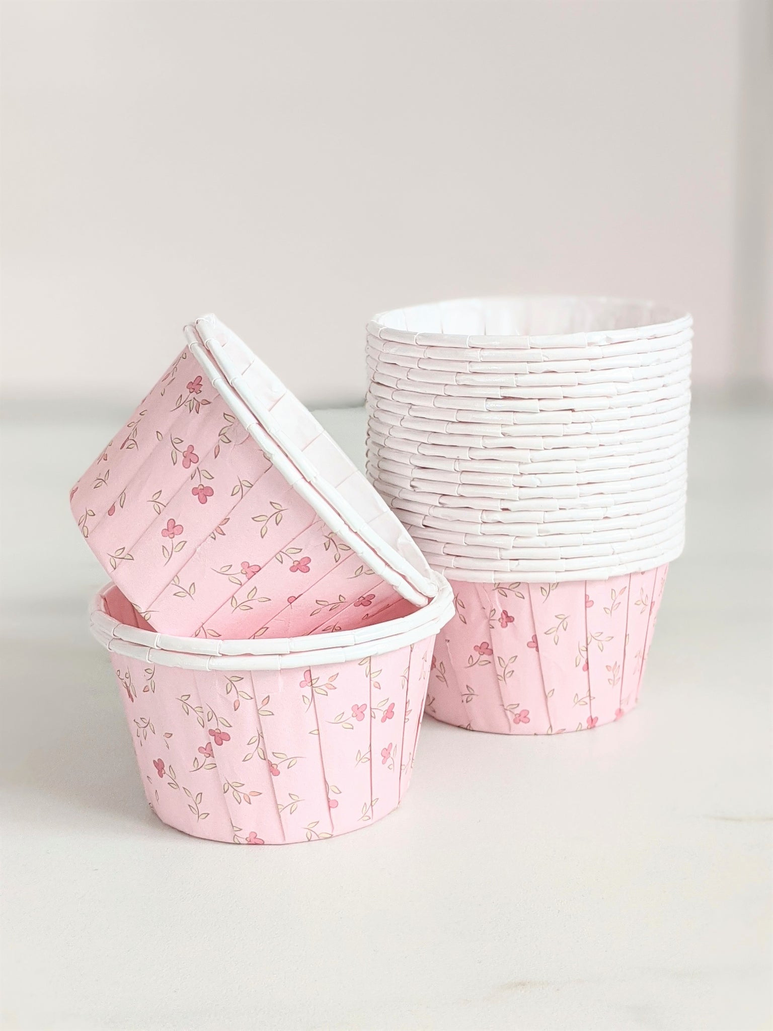 Pink Floral Baking Cups