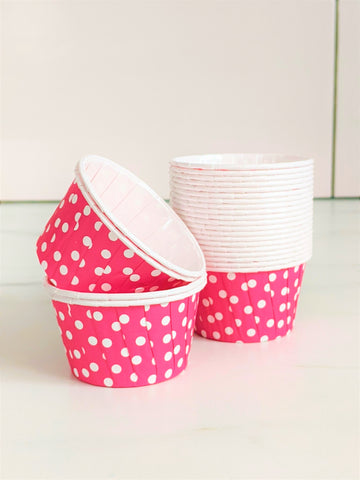 Hot Pink and White Polkadot Baking Cups