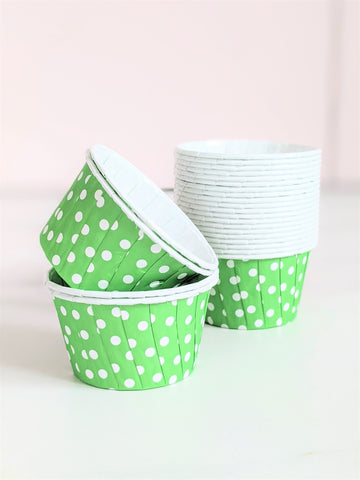 Green and White Polkadot Baking Cups