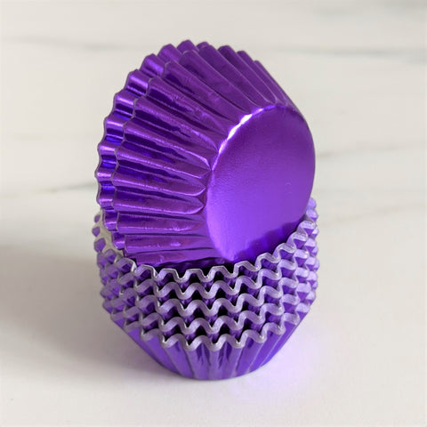 Purple Foil Mini Cupcake Petit Four Cases Cupcake Liners