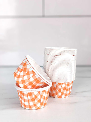 Orange Gingham Baking Cups