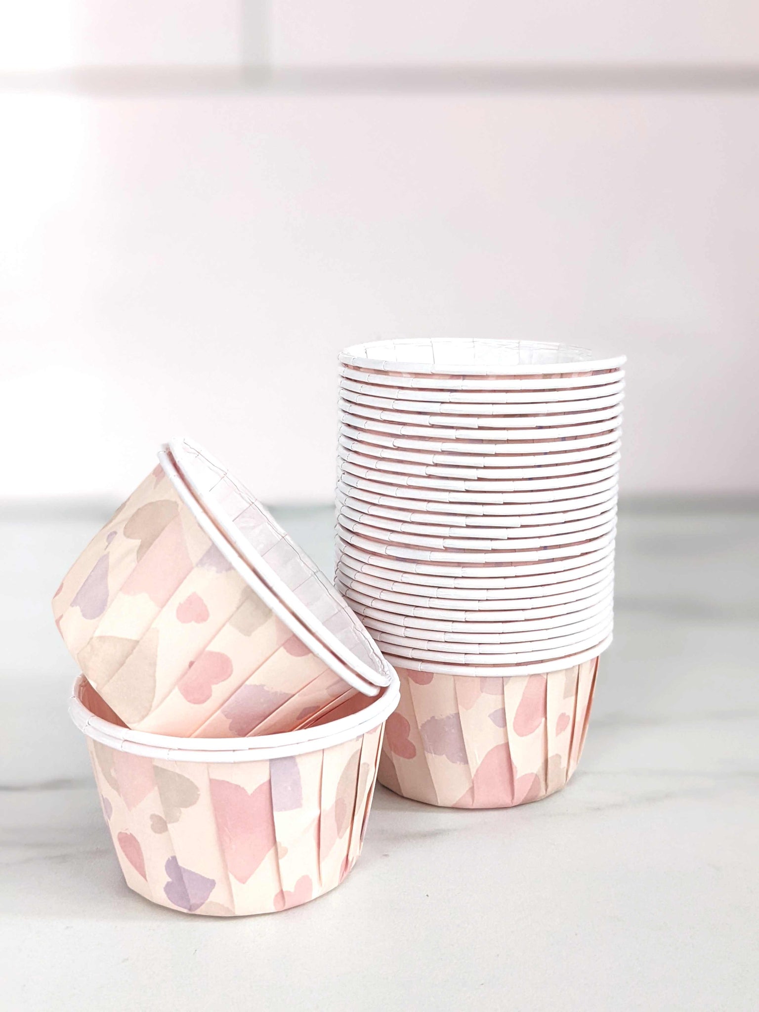 Peach Hearts Baking Cups