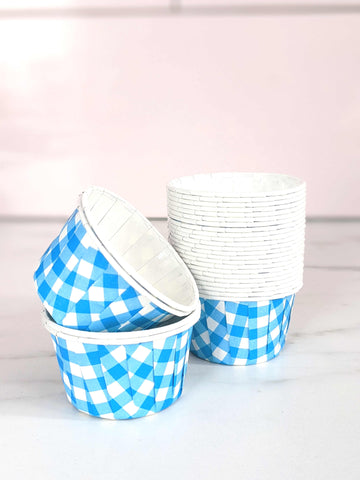 Blue Gingham Baking Cups