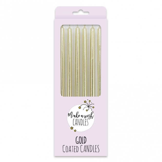 Make A Wish Tall Gold Metallic Candles (6 pack)